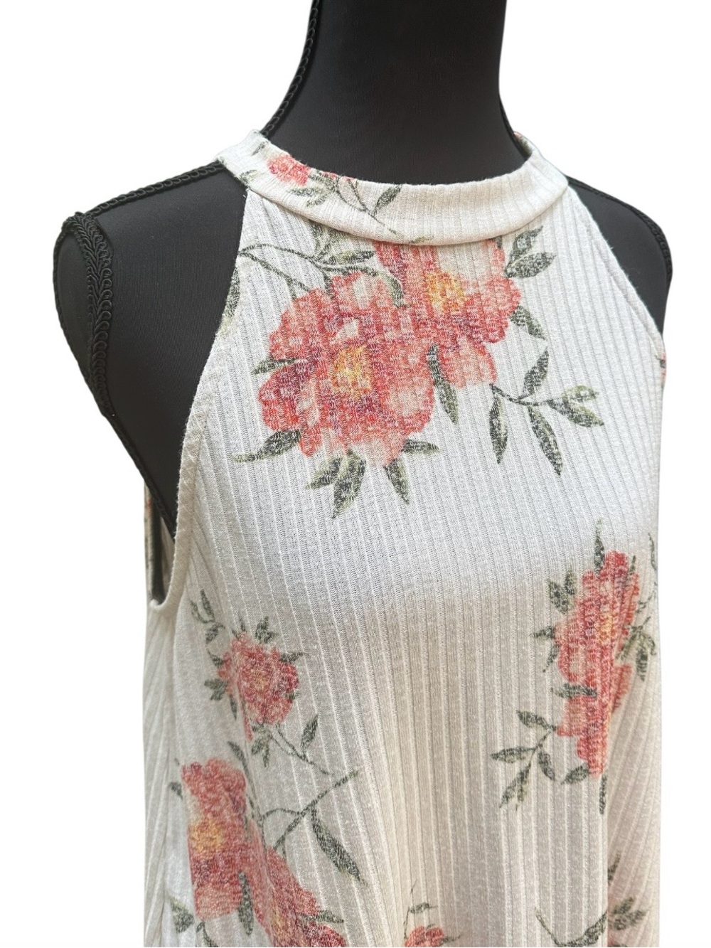 Anthropology W5 Flowers And Cream Halter Tunic Top EUC Size L